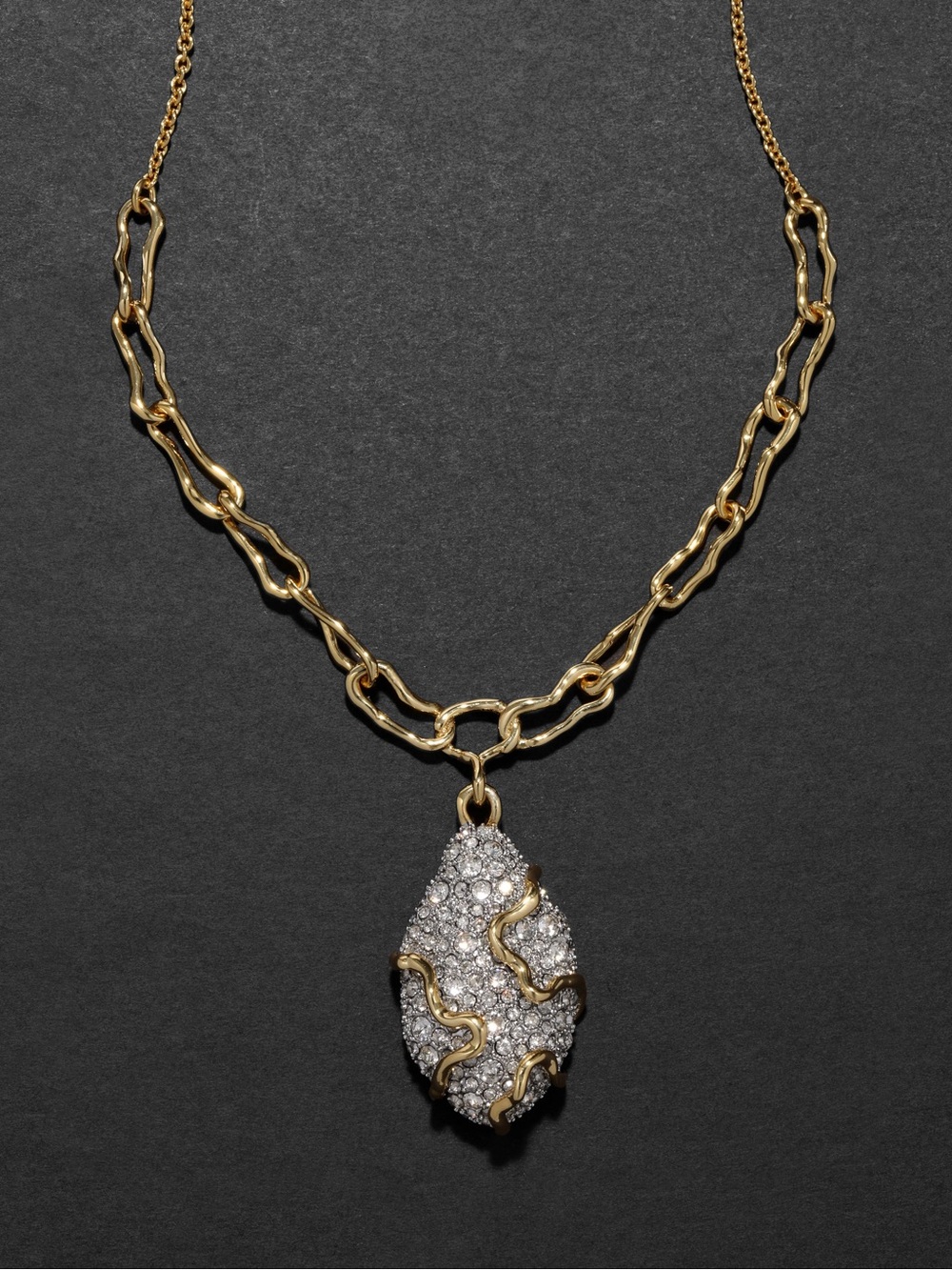 ALEXIS BITTAR New Solanales Crystal Pavé
Pebble  Geode Gold Link Necklace